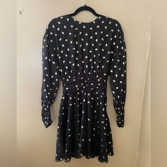 NWT Misa Los Angeles Davie dress diamond clip dot chiffon mini black Revolve XS - Picture 10 of 11